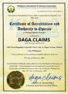 chứng nhận pagcor nhà cái daga