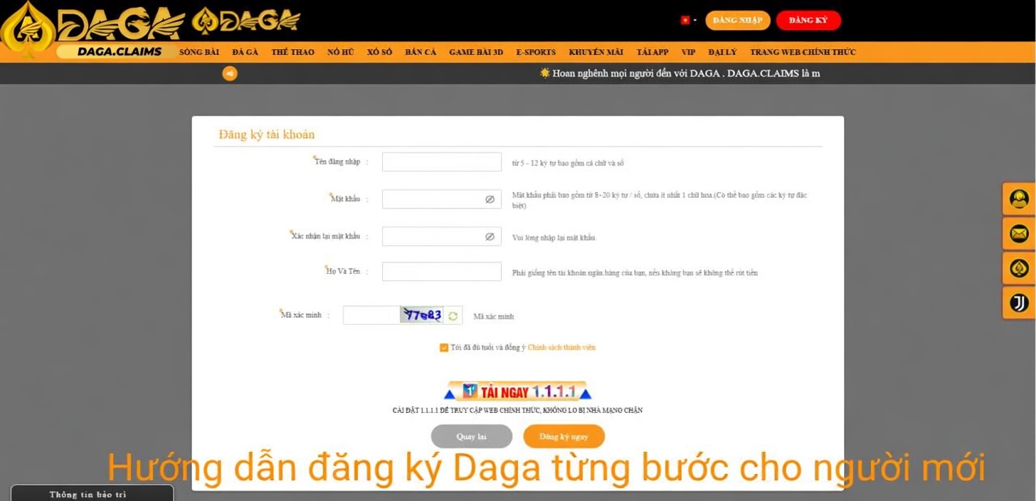 hướng dẫn đăng ký Daga